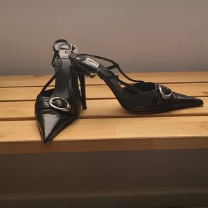 Bakers leather slingbacks black